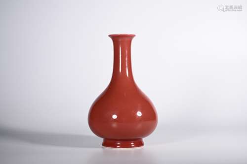 CHINESE OX BLOOD GLAZED PORCELAIN VASE