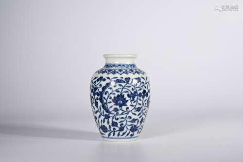 CHINESE BLUE WHITE PORCELAIN JAR, MARKED