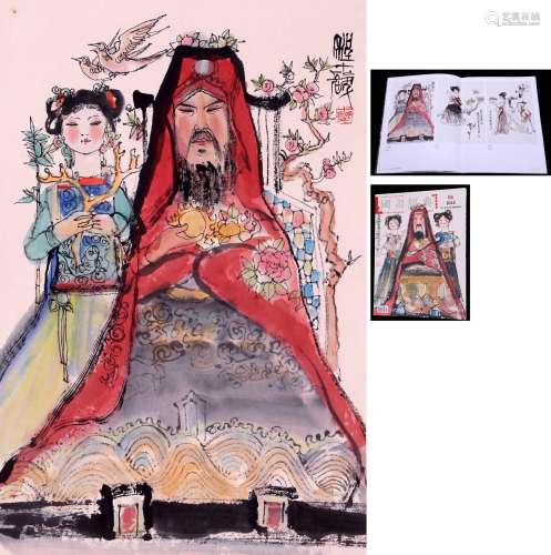 CHINESE INK AND COLOR FIGURINE PAINTING, CHENG SHI