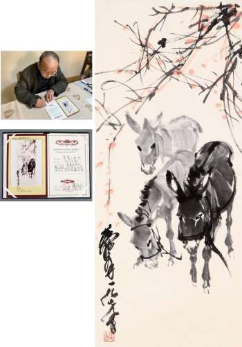 CHINESE INK AND COLOR DONKEY PAINTING