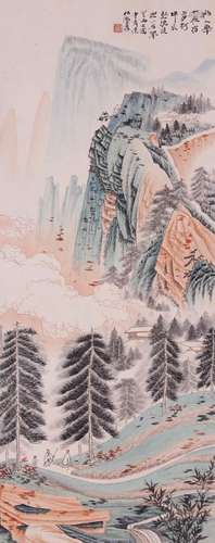 CHINESE INK AND COLOR LANDSCAPE PAINTING