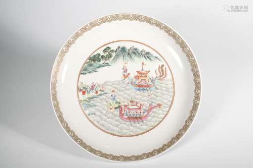 CHINESE FAMILLE ROSE PORCELAIN PLATE, MARKED