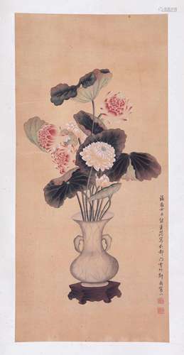 CHINESE INK AND COLOR PAINTING OF FLOWER