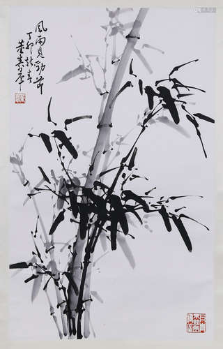 CHINESE INK AND COLOR PAINTING OF BAMBOO