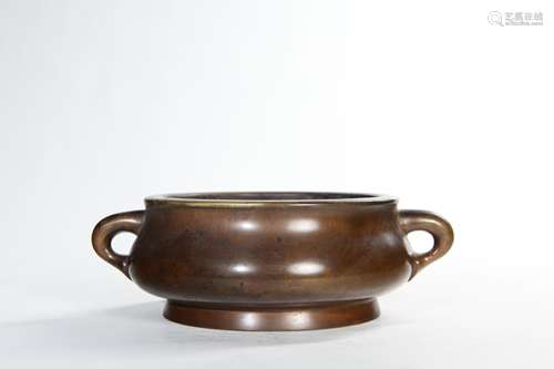 CHINESE BRONZE TWIN EAR CENSER