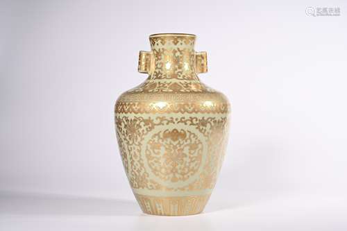 CHINESE GILT CELADON GLAZED PORCELAIN VASE