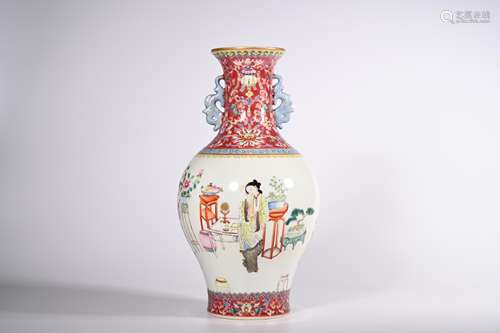 CHINESE FAMILLE ROSE PORCELAIN VASE, MARKED