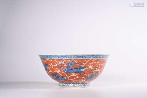 CHINESE BLUE WHITE IRON RED PORCELAIN BOWL