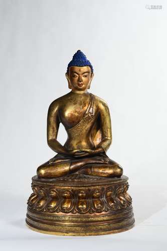 CHINESE BRONZE SEATED SHAKYAMUNI