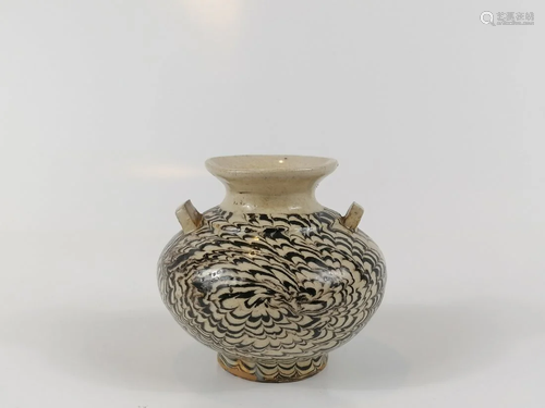 An Amber-glazed marbled Pottery waterpot