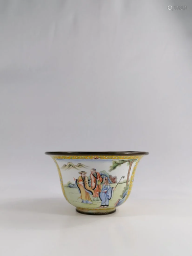 A large Chinese enamel bowl