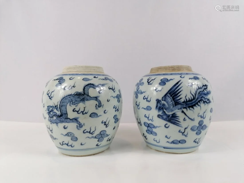 A pair of Dragon Phoenix Jar