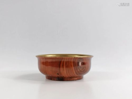 A Chinese-Mongolian Faux Bois-Enameled Bowl