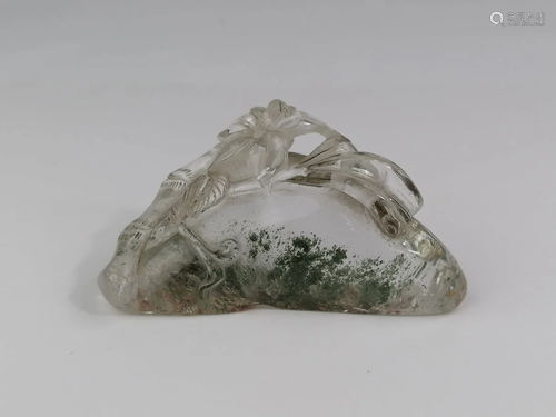 A Chinese rock crystal brush rest