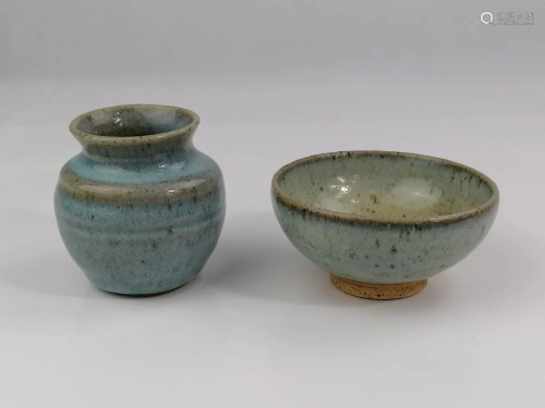 19th century Chinese Jun ware pot and tea bowl