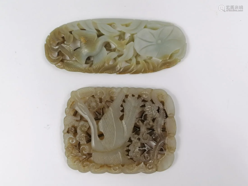 two piece of Chinese furniture inlaid Jade decoration
