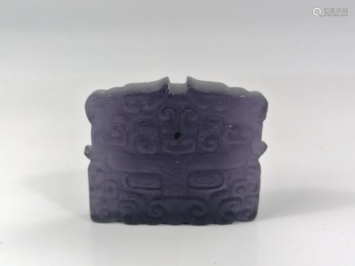 A Chinese amethyst Tao-tie mask pendant