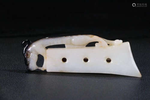 CHINESE WHITE JADE DRAGON PENDANT