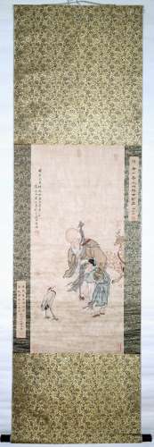 CHINESE INK AND COLOR SCROLL PAINTING, LAOSHOU