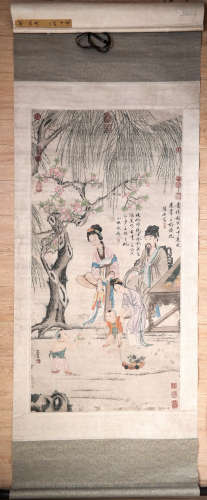 CHINESE FIGURINE SCROLL PAINTING