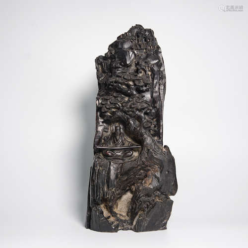 CHINESE ROSEWOOD CARVED LANDSCAPE