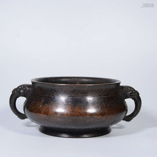 CHINESE BRONZE ELEPHANT EAR CENSER