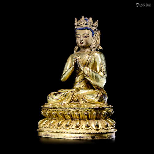 CHINESE GILT BRONZE SEATED AMITAYUS