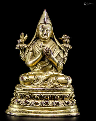 CHINESE BRONZE SEATED TSONGKHAPA