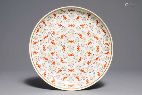 CHINESE FAMILLE ROSE BATS PORCELAIN PLATE