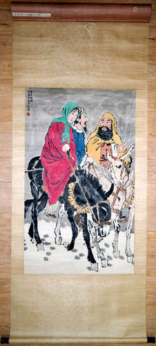 CHINESE INK AND COLOR SCROLL PAINTING