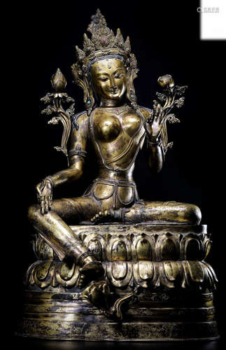 CHINESE BRONZE SEATED TARA