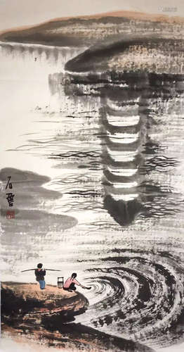 CHINESE INK AND COLOR LANDSCAPE PAINTING