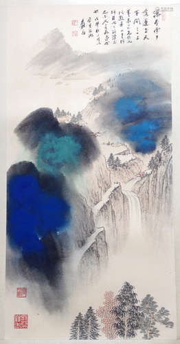 CHINESE INK AND COLOR LANDSCAPE PAINTING