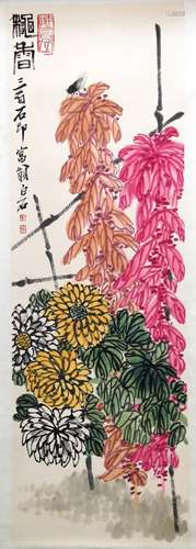 CHINESE INK AND COLOR SCROLL PAINTING