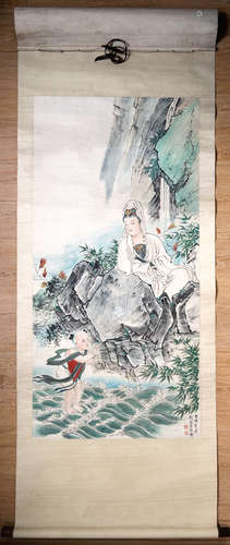 CHINESE INK AND COLOR PAINTING OF GUANYIN