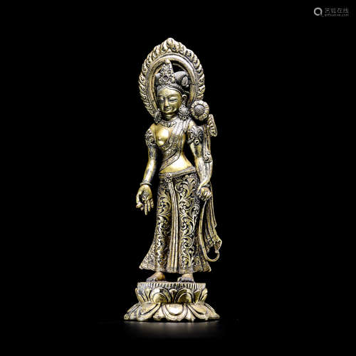 CHINESE BRONZE STANDING GUANYIN