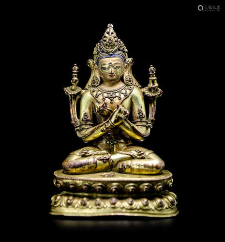 CHINESE GILT BRONZE SEATED TARA