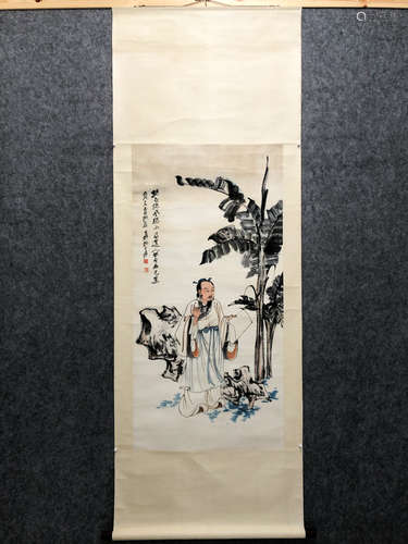 CHINESE INK AND COLOR PAINTING OF SCHOLAR