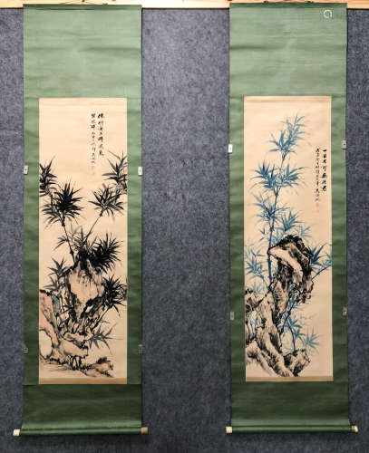 CHINESE BAMBOO PAINTING, SET OF 2