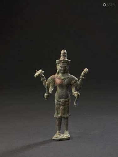 CAMBODIA毗湿奴铜牌柬埔寨，高棉时期的风格H.12.5厘米后部