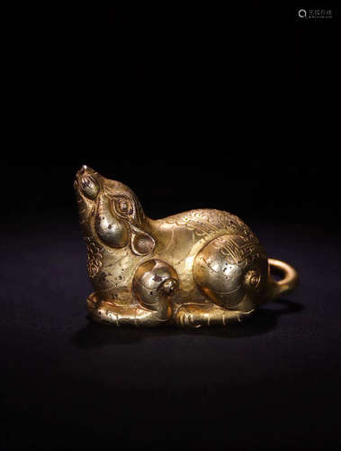 CHINESE GILT BRONZE RAT