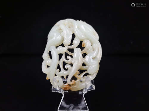 CHINESE WHITE JADE CHILONG PENDANT