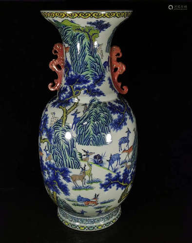 CHINESE DOUCAI PORCELAIN VASE, PAIR