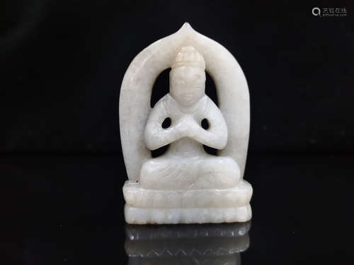 CHINESE WHITE JADE BUDDHA