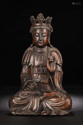 CHINESE HARDWOOD SEATED GUANYIN