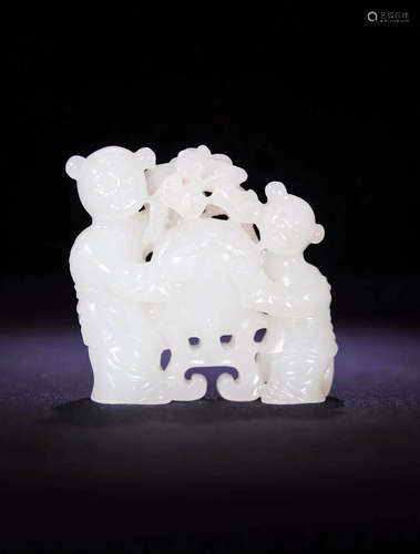 CHINESE WHITE JADE CARVED BOYS