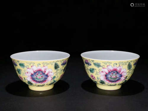 CHINESE FAMILLE ROSE PORCELAIN BOWLS, PAIR