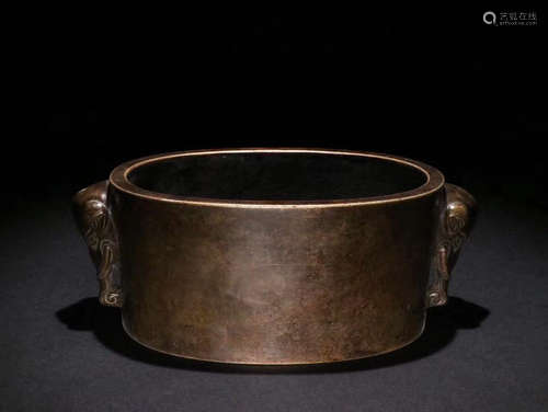 CHINESE BRONZE ELEPHANT EAR CENSER