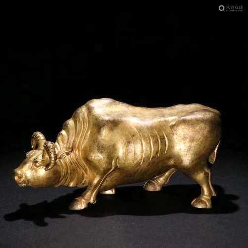 CHINESE GILT BRONZE OX