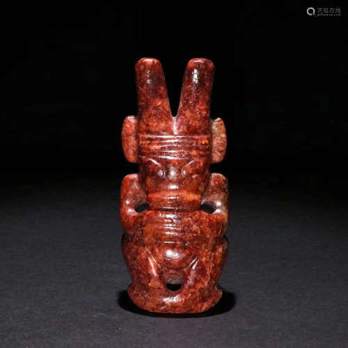 CHINESE ARCHAISTIC JADE FIGURINE